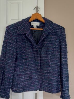 Jones New York Purple & Green Tweed Jacket